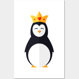 jolly penguin wearing a crown Posters and Art